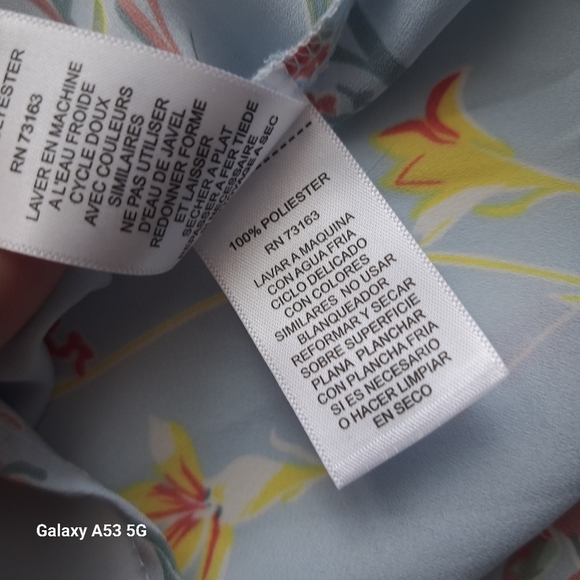 CUPIO light blue floral blouse with 3/4 sleeve‎ size M - Picture 6 of 11